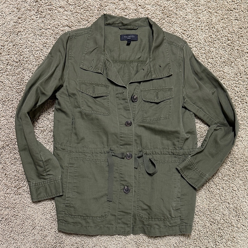 Talbots Military Green Drawstring Utility Jacket